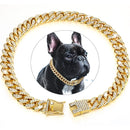 Collier pour chien de luxe à chaîne cubaine – Métal plaqué or