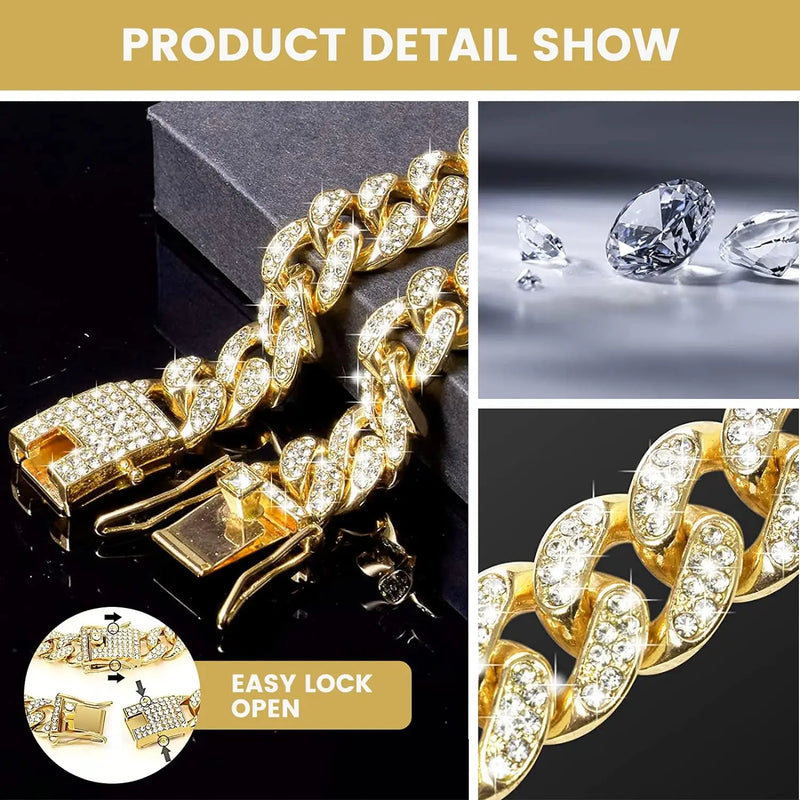 Collier pour chien de luxe à chaîne cubaine – Métal plaqué or