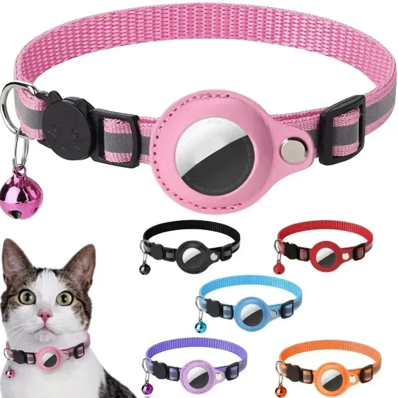 Reflective Cat Collar with AirTag Holder and Bell